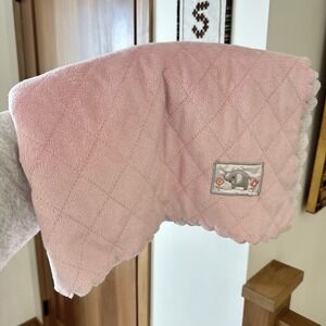 Child of Mine by Carter's Pink Gray Elephant Baby Blanket Lovey Scalloped Edge